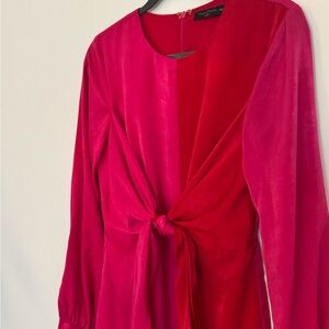 House of Harlow 1960 Red and Pink Long Sleeve Lotta Dress